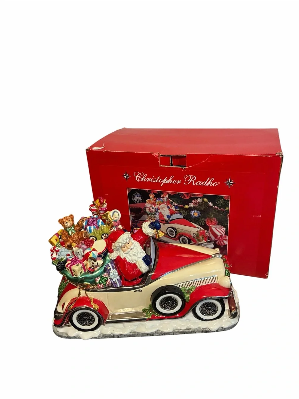 Christopher Radko Santa Rolls in Centerpiece Cookie Jar Vintage Collectible